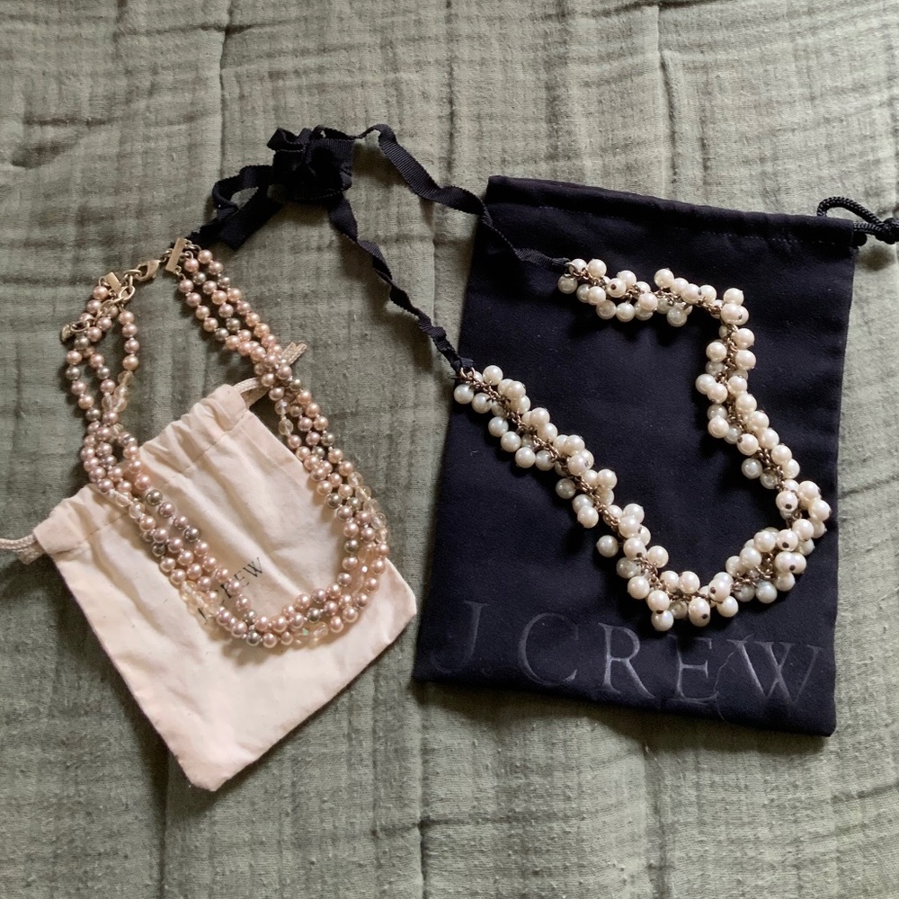 JCrew J Crew Pearl Necklace Bundle Chain Pearl Ribbon Necklace